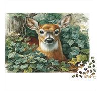 Deer in Ivy Garden 1000 Piece Jigsaw Puzzle for People with Deer Bush Stress And Anxiety Classic Educational Games Recycled Cardboard 38x26cm/1000pcs