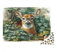 Deer in Ivy Garden Jigsaw Puzzles Puzzle for Adults Kids. 1000 Pieces Animal Impossible Challenge Toy Educational Game Home Decoration for Adults& Kids Age 14 Years Up 52x38cm/1000pcs