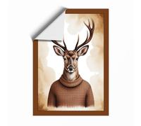 Deer in Knit Boho Unframed Wall Art Print A4 (29.7×21cm), Wall Decor for Living Room, Bedroom, Office & Home, Art Gift