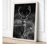 Deer in Monochrome Canvas Wall Art Print 24x16 Inch (61 x 41 cm)