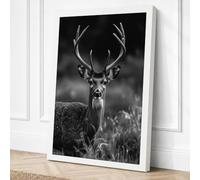 Deer in Monochrome Canvas Wall Art Print 30x20 Inch (76 x 51 cm)