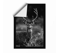 Deer in Monochrome Scandinavian Unframed Wall Art Print A3 (42×29.7cm), Wall Decor for Living Room, Bedroom, Office & Home, Art Gift