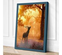 Deer in Morning Light Rustic Canvas Wall Art Print 24x16 Inch