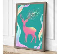 Deer in Motion Canvas Wall Art Print 36x24 Inch