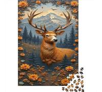 Deer in Mountain Scenery Puzzles 1000 Piece for Adults Jigsaw Puzzles Beautiful Decoration 70x50cm/1000pcs