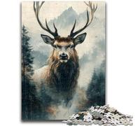 Deer in Mountains And Rivers Jigsaw Puzzles 1000 Pieces for Adults Teens,Educational Games Home Decoration Suitable for Desktop Decoration (50X75cm)