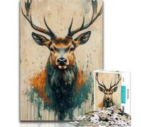 Deer in Mountains And Rivers Jigsaw Puzzles for Adults,for Educational Game Challenge Toy for Is Ideal As A Gift for The Whole Family 38x26cm