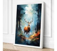 Deer in Mystic Flame Fantasy Canvas Wall Art Print 24x16 Inch | Ready to Hang, Gallery Wrapped, Fade-Resistant Inks, Securely Packaged, UK Made