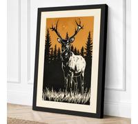 Deer in Silhouette Rustic Canvas Wall Art Print 18x12 Inch