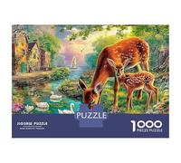 Deer in Spring 1000pc Deer Stream Heavy-Duty Cardboard Jigsaw for Brain Teaser Lovers Team Building Leisure 52x38cm/1000pcs