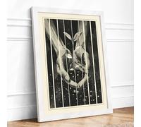 Deer in Starlight Japandi Framed Wall Art Print A1 (84.1×59.4cm) White, Wall Decor for Living Room, Bedroom, Office & Home, Ready to Hang, Art Gift