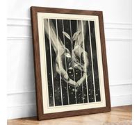 Deer in Starlight Japandi Framed Wall Art Print A3 (42×29.7cm) Walnut, Wall Decor for Living Room, Bedroom, Office & Home, Ready to Hang, Art Gift