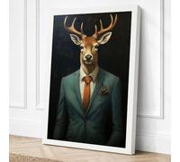 Deer in Tailoring Eclectic Canvas Wall Art Print 24x16 Inch (61 x 41 cm)