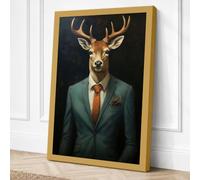 Deer in Tailoring Eclectic Canvas Wall Art Print 30x20 Inch (76 x 51 cm)