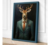 Deer in Tailoring Eclectic Canvas Wall Art Print 36x24 Inch (91 x 61 cm)