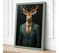 Deer in Tailoring Eclectic Canvas Wall Art Print 36x24 Inch (91 x 61 cm)
