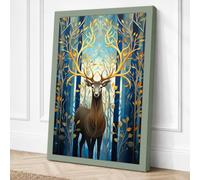 Deer in the Cathedral Art Canvas Wall Art Print 18x12 Inch