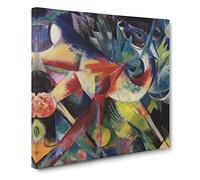 Deer In The Flower Garden by Franz Marc Canvas Print | Gallery Wrapped 30mm Frame Wall Art | 14x14 inches | Ready to Hang | Classic Animals Picture | Living Room Bedroom Lounge Office