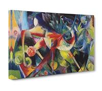 Deer In The Flower Garden By Franz Marc Canvas Print | Gallery Wrapped 30mm Frame Wall Art | 20x14 inches | Ready to Hang | Classic Animals Picture | Living Room Bedroom Lounge Office
