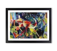 Deer In The Flower Garden By Franz Marc Classic Painting Framed Print | A2 Black Framed Wall Art | Ready to Hang | Classic Floral Picture | Living Room Bedroom Lounge Office
