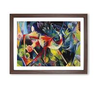 Deer In The Flower Garden By Franz Marc Classic Painting Framed Print | A3 Walnut Framed Wall Art | Ready to Hang | Classic Floral Picture | Living Room Bedroom Lounge Office
