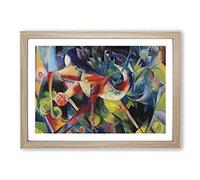 Deer in The Flower Garden by Franz Marc Framed Print | A2 Oak Framed Wall Art | Ready to Hang | Modern Floral Picture | Living Room Bedroom Lounge Office