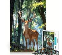 Deer in The Forest Adults 1000 Piece Jigsaw Puzzle Brain Think Bright Detail Real Challenge Room Accent (38x26cm)