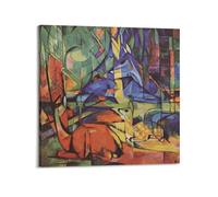 Deer in The Forest II - by Franz Marc Painting Art Posters Art Canvas Decor Wall Print Photo Home Modern Decoratives 24x24inch(60x60cm)
