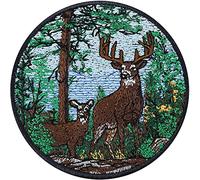 Deer in The Forest Iron on Patches - Forest Life Sew on Patch for Deer Hunters, Wild Life Lovers, Animal Lovers - Exclusive Deer Designer Patches for All Fabrics | 80X80 mm
