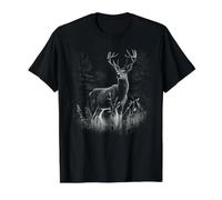 Deer in the Forest Nature Animals Buck Lovers Value Graphic T-Shirt, Men, Black, L