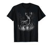 Deer in the Forest Nature Animals Deer Lovers Value Graphic T-Shirt, Men, Black, L