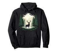 Deer In The Forest Silhouette Vintage Wildlife Nature Pullover Hoodie