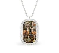 Deer in The Forests Custom Photo Necklace Personalized Picture Pendant Memory Jewelry for Women