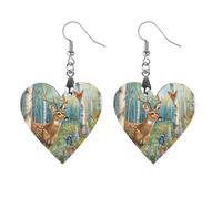 Deer in The Forests Earrings Wooden Dangle Earring Drop Earrings Pendants Craft for Women