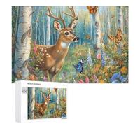 Deer in The Forests Jigsaw Puzzles for Adults 1000 PCS Wooden Puzzle Pictures Photo Wall Art Decor