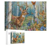 Deer in The Forests Jigsaw Puzzles for Adults 300 PCS Wooden Puzzle Pictures Photo Wall Art Decor