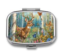 Deer in The Forests Pill Box 2 Compartment Pill Case Decorative Organizer Storage Boxes Holder Cute
