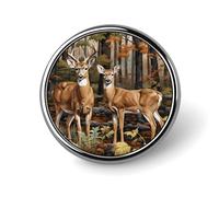 Deer in The Forests Round Lapel Pin Button Brooch Tie Badge Elegant Hat Clothing Jewelry Accessories