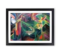 Deer In The Garden By Franz Marc Classic Painting Framed Print | A4 Black Framed Wall Art | Ready to Hang | Classic Floral Picture | Living Room Bedroom Lounge Office
