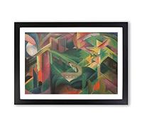 Deer in The Garden by Franz Marc Framed Print | A2 Black Framed Wall Art | Ready to Hang | Modern Floral Picture | Living Room Bedroom Lounge Office
