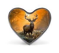 Deer in The Grass Buttons Pin Memorial Boutonniere for Wedding Groom Bride, Customize Lapel Heart Pin for Christmas, Men Women Costume Decorative Fashionable Brooches