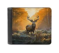 Deer in The Grass Leather Wallets RFID Blocking Slim Front Pocket Wallet Leather Money Clip, Stylish Mens Bifold Wallet Credit Card Holder Gift for Men
