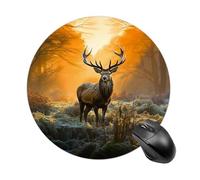 Deer in The Grass Mousepad Round Anti-Slip Waterproof Rubber Base Mice Mat Cute Mousepad for Work Office Home Gaming Laptop Men Women Small Size 7.8 X 7.8 Inches