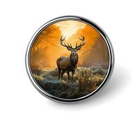 Deer in The Grass Round Badge Personalized Metal Lapel Pin Badges Fit Clothing Bags Hat Humorous Printed Brooch Badge Party Decorations Accessories for Men Women