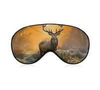Deer in The Grass Sleep Mask Light Block-Out Eye Mask for Side Sleeper Pressure-Free Soft Night Blindfold with Adjustable Strap Breathable Sleep Eye Cover for Travel