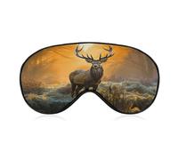 Deer in The Grass Travel Eye Mask Blackout Eye Mask for Sleeping Airplane Eyemask with Adjustable Strap Sleep Masks for Women Men Soft Night Blindfold Eyemask
