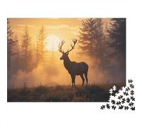 Deer in The Misty Forest Jigsaw Puzzles for Adults Interesting Puzzles 1000 Piece Impossible Puzzle Home Decoration Gifts 1000pcs (75x50cm)