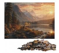 Deer in The Mountains Wooden Adult Puzzle 500 Pieces | Year-end puzzle gift for adults with screen-free home activity at home.