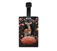 Deer in The Mushroom Patch Printed Luggage Tags Anti-Lost Luggage Labels Suitable for Suitcases Backpacks and Sports Bags