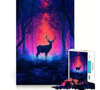 Deer in The Mystical Fores for Adults 1000 Piece Jigsaw Puzzle Mental Skill Anxiety Relief Playful Challenge Table Accent (38x52cm)